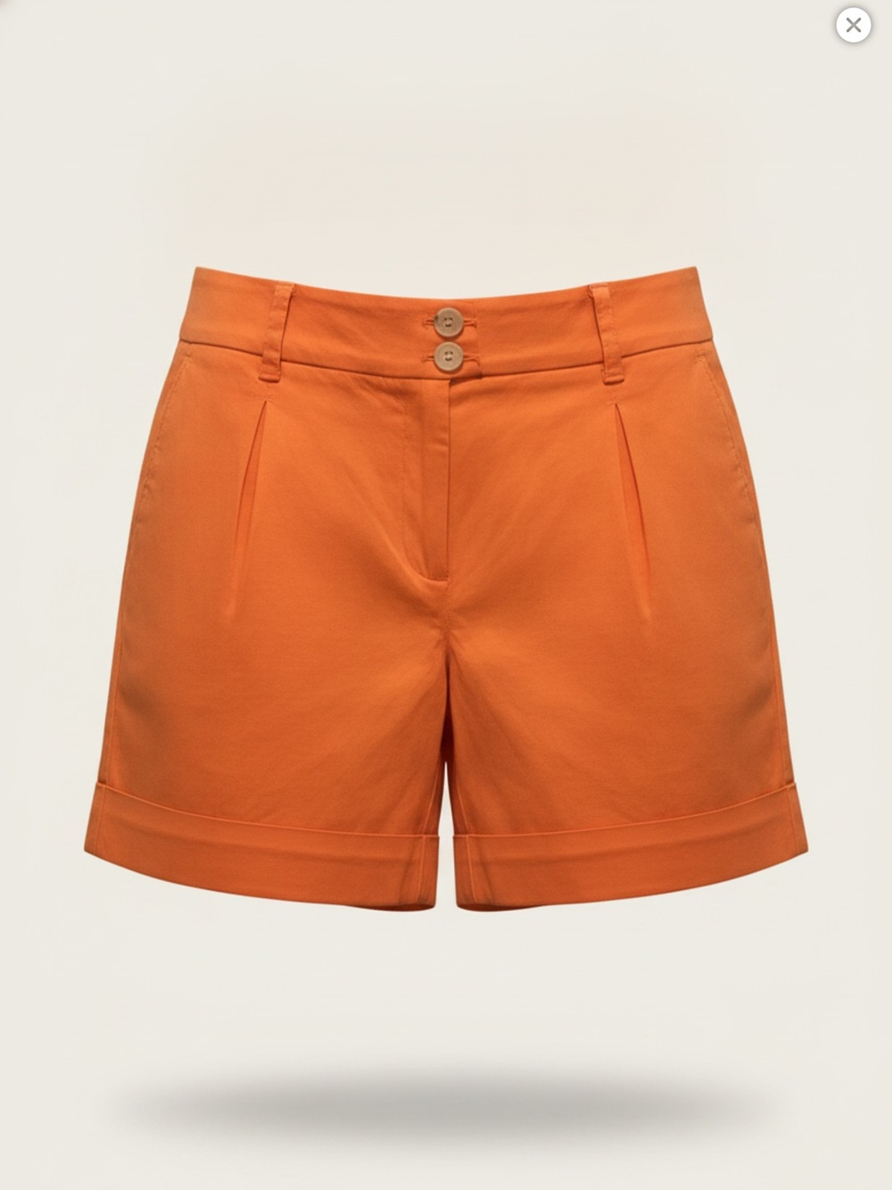 Theory Orange Pleated High-Waist Bermuda Shorts